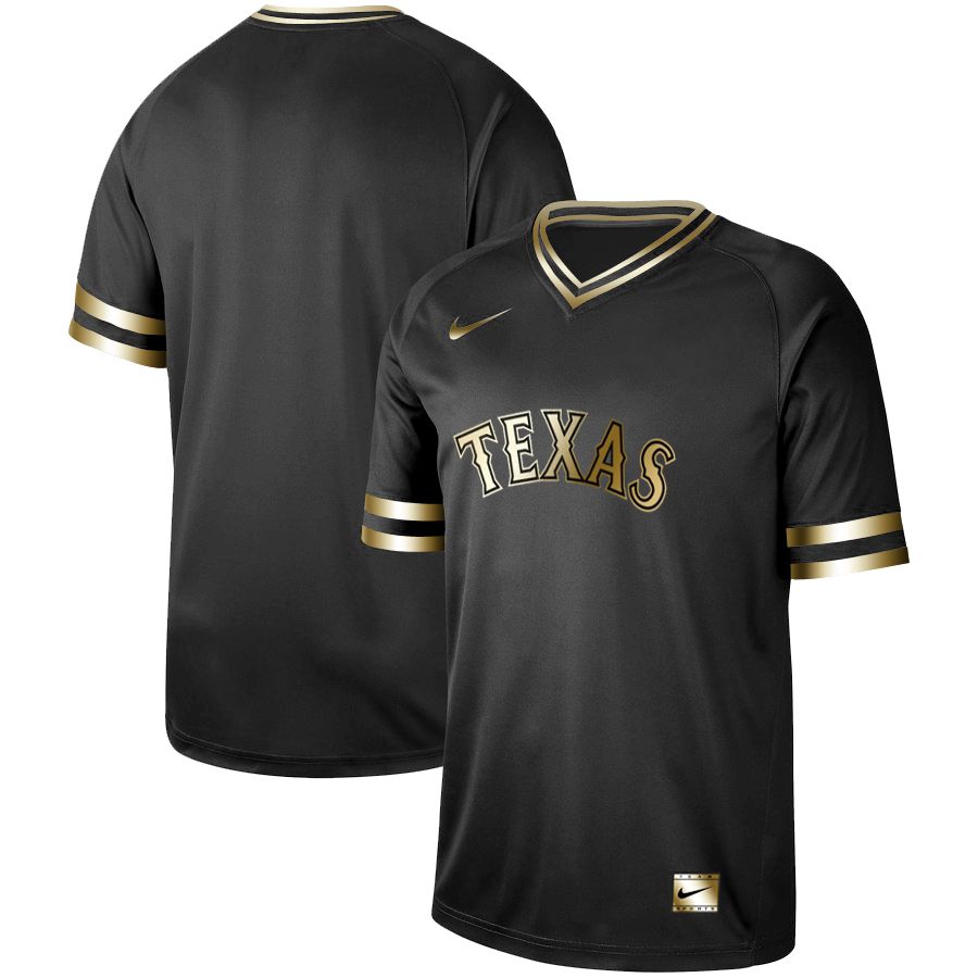 Men Texas Rangers Blank Nike Black Gold MLB Jerseys